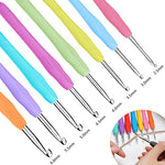 HASTHIP® 16PCS Crochet Hooks Set Aluminium Soft Grip Rubber Handle Needles with 10 Knitting Locking Stitch Markers Craft Yarn Sewing Tools 2.5mm 3mm 3.5mm 4mm 4.5mm 5mm 5.5mm 6mm