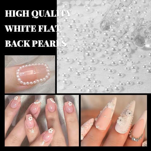 HASTHIP® 3D Nail Charms Crystal Nail Gems for Nail Art, Crystal Bow Nail Art Gems Flat Nail Jewels Decorations Aurora Flowers Chains Nail Stuff for Nail Art Decoration Design DIY Crafting