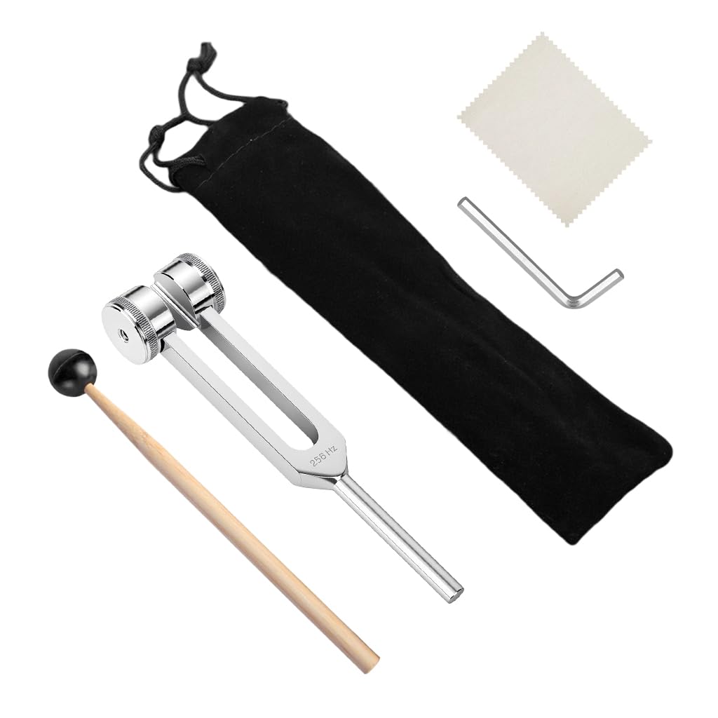 HASTHIP® 256Hz Tuning Fork, 21.5cm Aluminum Alloy Music Tuning Fork for Sound Healing, Instrument Tuning & Meditation Therapy, with Velvet Drawstring Storage Bag & Striker