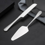 Cake Cutting Knife Set, Elegant Stainless Steel Cake Knife and Cake Server Set, Cake Cutter and Pie Spatula for Birthday Anniversary Christmas Gift Set of 2, Silver