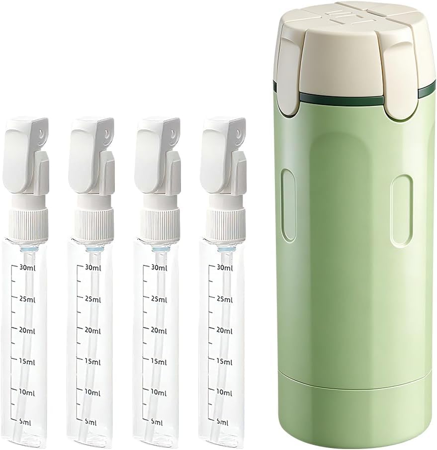 HASTHIP® Dispensador de Viaje 4 en 1,Set de 4 Botellas Viaje 30 ml a Prueba Fugas para Champú,Loción,Acondicionador y Crema Contenedores Portátiles para Viajes - Verde
