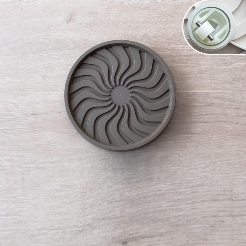 HASTHIP® 13'' Round Mobile Planter Tray, Spiral Ridged PP Flower Pot Caddy with Wheels, 360 Degree Moving Plant Stand for Indoor & Outdoor Use, Grey