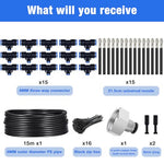 HASTHIP® Automatic Garden Watering System Slow Drip Irrigation Kit with Tee Connector Water Dripper for Plants with 15M Long Pipe Outdoor Lawn Equipment 3 PCS