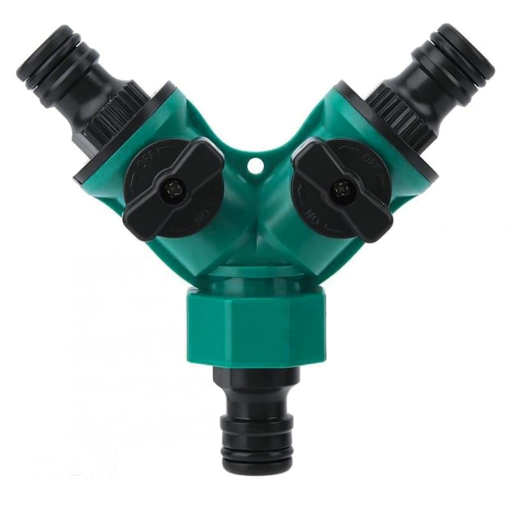 HASTHIP Splitter 2 Way for Garden Irrigation with Separate Valve Switch and ABS Body | Fits 1/2 inch Tap Connectors