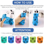 HASTHIP® 6Pcs Dog Anti Dirty Bandages for Walk, Self Adhesive Non-WovenElastic Bandage, Pet Injury Recovery Bandage Color Paw Print Lick Proof Bandage (7.5X5.4cm, Total Length 4.5M)