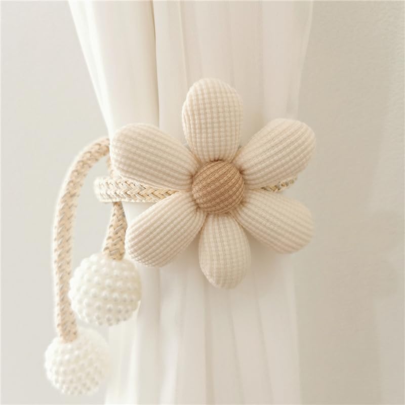 HASTHIP Curtain Ties for Bedroom and Living Room with Magnetic Ends | 2pcs Flower Rope Clips
