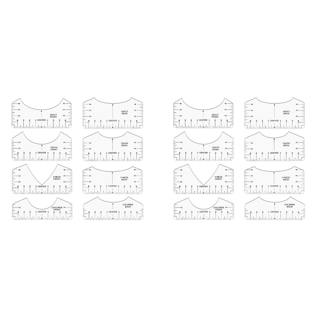 HASTHIP Tshirt Ruler Guide for Vinyl Alignment featuring Transparent PVC | 16PCS Set