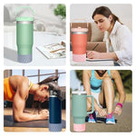 HASTHIP® Water Bottle Protective Silicone Boot Cup for Stanley Quencher Adventure 40oz IceFlow 20oz 30oz Bottom Protector Purple 2PCS