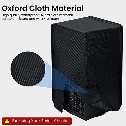 HASTHIP® Dust Cover For Xbox Series X Console, Black Durable Waterproof 1680D Oxford Cloth Dust Proof Cover With USB Port Access, Anti-Scratch & Washable Protective Sleeve For Gamers