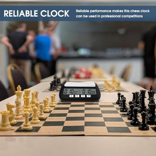 HASTHIP® Digital Chess Clock Timer, Chess Timer for Board Games, Professional Chess Timer with Bonus Delay Count Down Up Function, Batteries Not Included