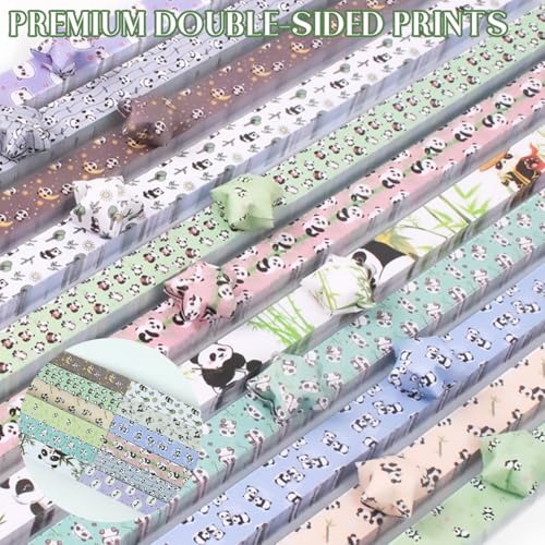HASTHIP® 600 Sheets Star Origami Paper 12 Color Assortment Double Sided Solid DIY Hand Art Crafts Panda 1200PCS