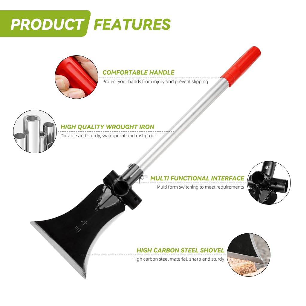 HASTHIP® Gardening Tool 3 In 1Multifunctional Gardening Sickle Shovel Tool Axe Tool with 11.8'' Steel Handle High Carboon Steel Sickle Shovel Tool Versatile Gardening Handy Tool