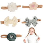 HASTHIP® Cintas para el Cabello de Bebé Niña,Diademas de Nailon Suave y Elástico con Lazo Encaje y Flor,Accesorios para Recién Nacidas Infantes Niñas Pequeñas – Verde