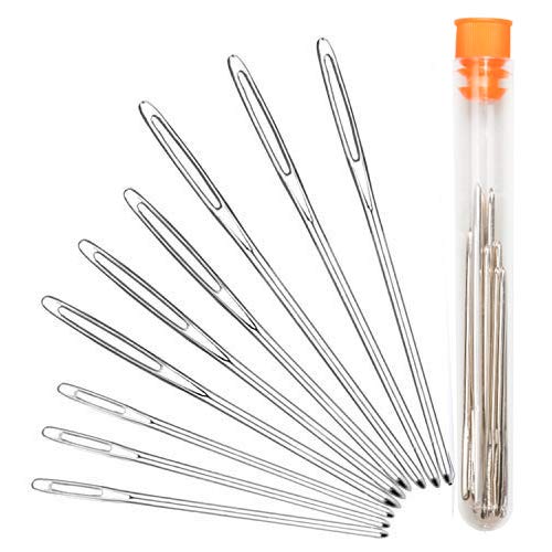 HASTHIP® Crochet Needles Set Large Eye Blunt Crochet Needle Kit Sewing Needles Knitting Needles for DIY Crochets 3 Sizes Stainless Steel Yarn Knitting with Transparent Bottle - 9 Pcs