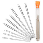 HASTHIP Crochet Needles Set for DIY Crochets featuring Large Eye Design and 9 Pcs Stainless Steel | with Transparent Storage Bottle