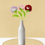 HASTHIP Crochet Carnation Flowers for Home Decor with Dual Color Design 16.53 in Long | Handmade Set of 3