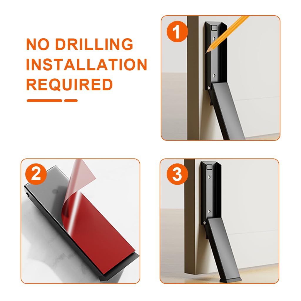 HASTHIP Door Stopper for Home with Spring Loaded Step On Mechanism featuring Stainless Steel and Rubber Build | Hands Free Holder for Office or Hotel