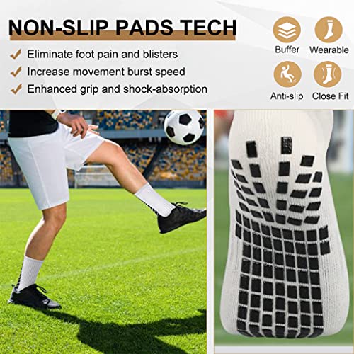 HASTHIP® Athletic Socks for Men Women, Hi-Tech Performance Rubber Anti-Slip and Thicken Cushion Sport Socks Ankle Length Socks for Badminton Soccer Running Gym & Indoor Training