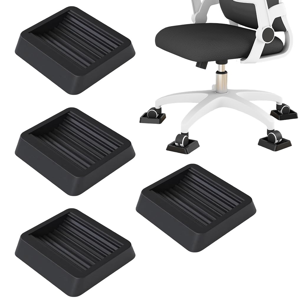 HASTHIP Caster Wheel Pads for Office Chairs and Furniture featuring 3.14 in Grooved Rubber | Non Slip Floor Protection