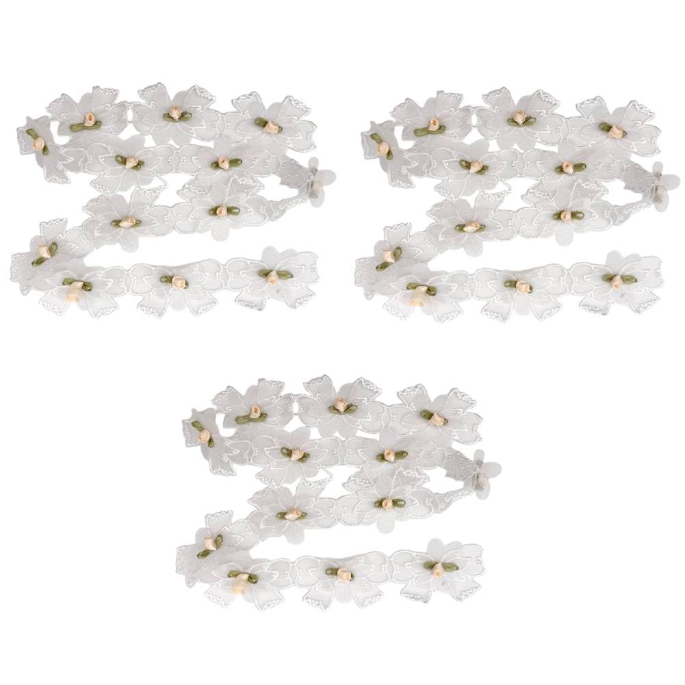 HASTHIP Lace Ribbon Trim for DIY Crafts featuring Floral Bow Design 5.5 cm Width | White 1 Yard 3 PCS