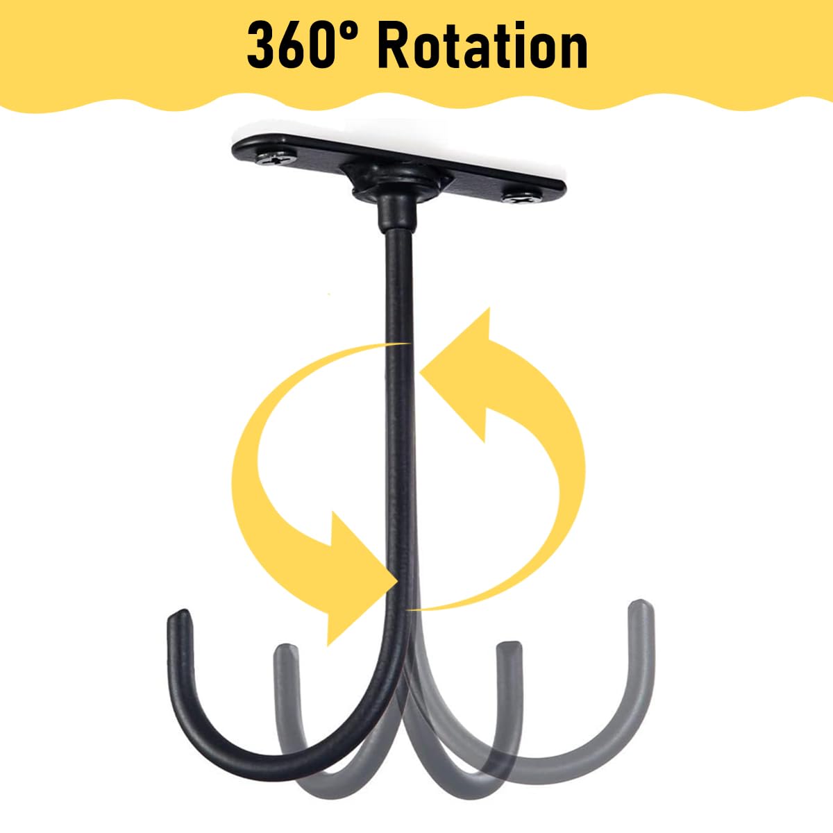 HASTHIP J Shaped Banana Hook for Under Cabinet Storage with 360 Degree Rotation | Metal Screw Mounted Hanger