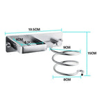 HASTHIP Hair Dryer Holder for Wall Mounting with Dual Hole Rack | Space Aluminum 19.5x15 cm