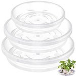 HASTHIP Plant Pot Saucers for Indoor and Outdoor Use with Drainage Grooves 12pcs 9.8 in | Clear Plastic Trays to Prevent Water Spillage
