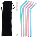 HASTHIP Reusable Silicone Straws 8.4 in for Kids and Adults with Cleaning Brush & Cloth Bag | BPA Free Flexible Drinking Straws