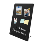 HASTHIP® 11x7 Inch Magnetic Bulletin Board - Metal Display Board with 6 Strong Magnets, Memo & Photo Organizer for Home, Kitchen, Office, School - Black Desktop Holder