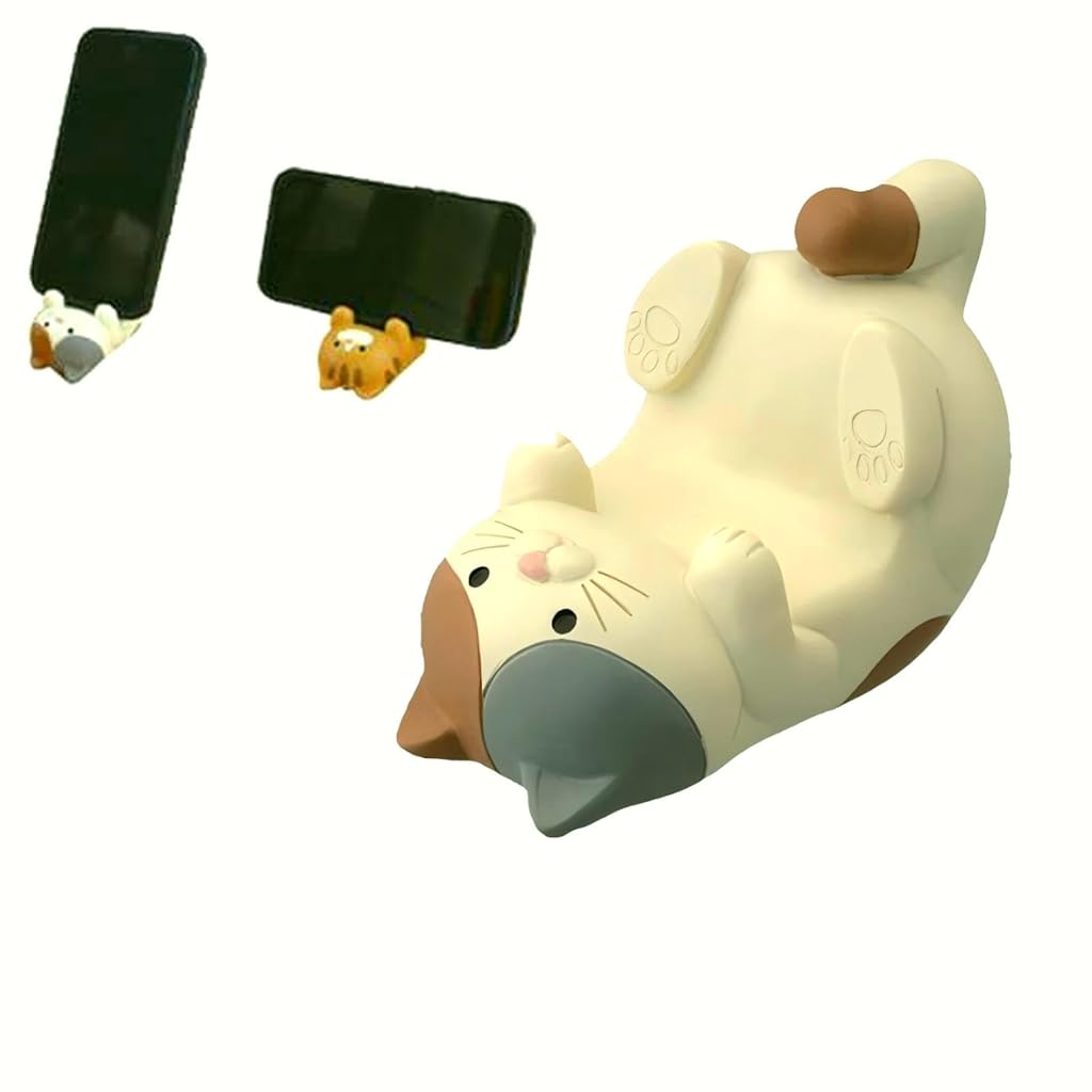 HASTHIP® Soporte para Teléfono en Forma de Gato de Resina,Figurita Decorativa Escritorio,Accesorio Original para Oficina y Hogar