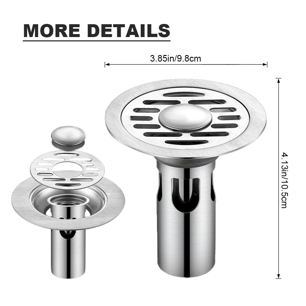HASTHIP Stainless Steel Floor Drain for Bathroom with Self Closing Anti Odor Design | Fits 4–8.5cm Pipes