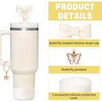 HASTHIP Stanley Cup Accessories Charm Kit Set 18PCS for Personalizing & Protecting Cups | Includes Butterfly Handle Charm and Straw Cleaning Brush