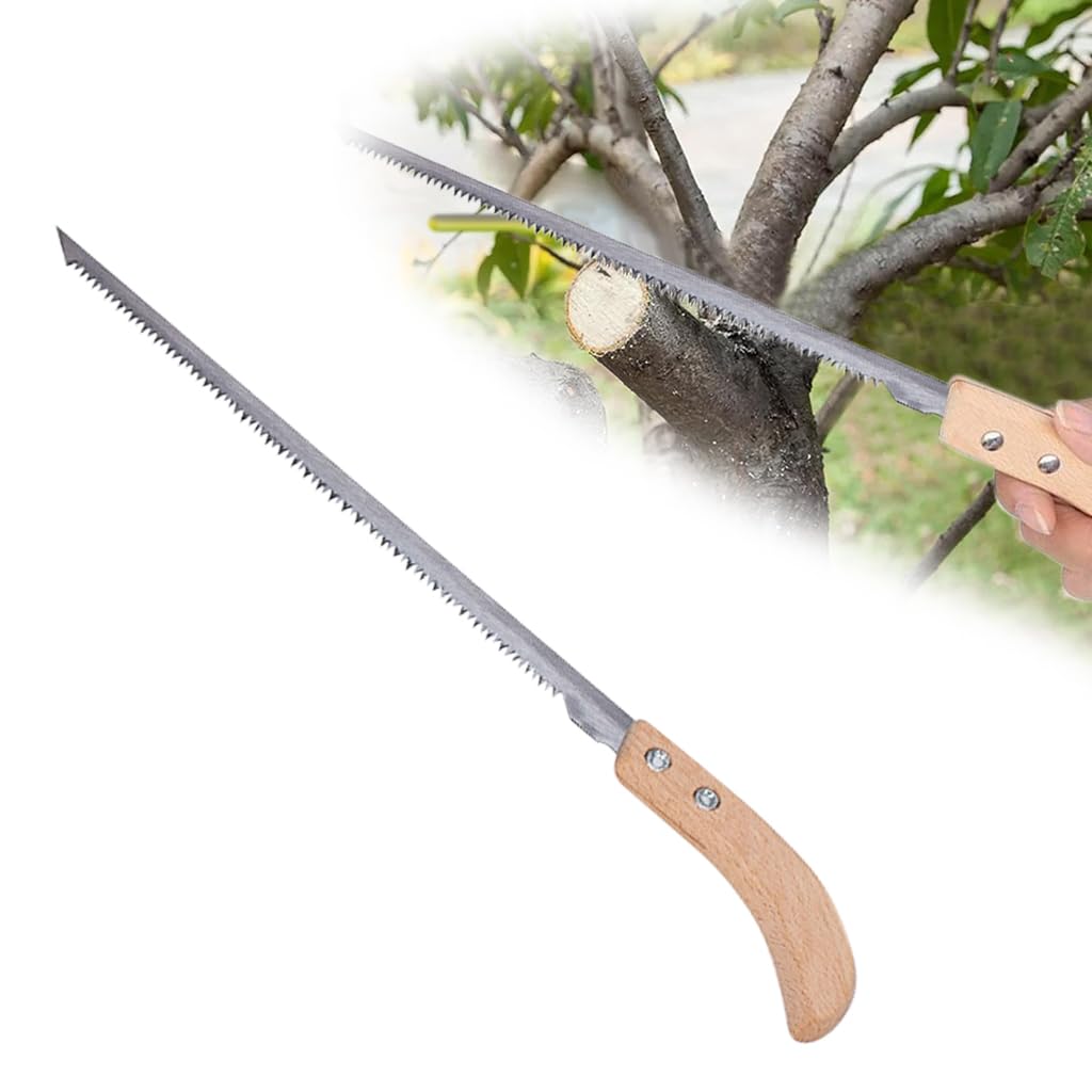 HASTHIP® Gardening Hand Saw Fine 13.9 Inches Wooden Handle Hand Saw Heavy Duty Steel Hand Saw Rugged Triple Razor Tooth Utility Hand Saw for Woodworking, Gardening