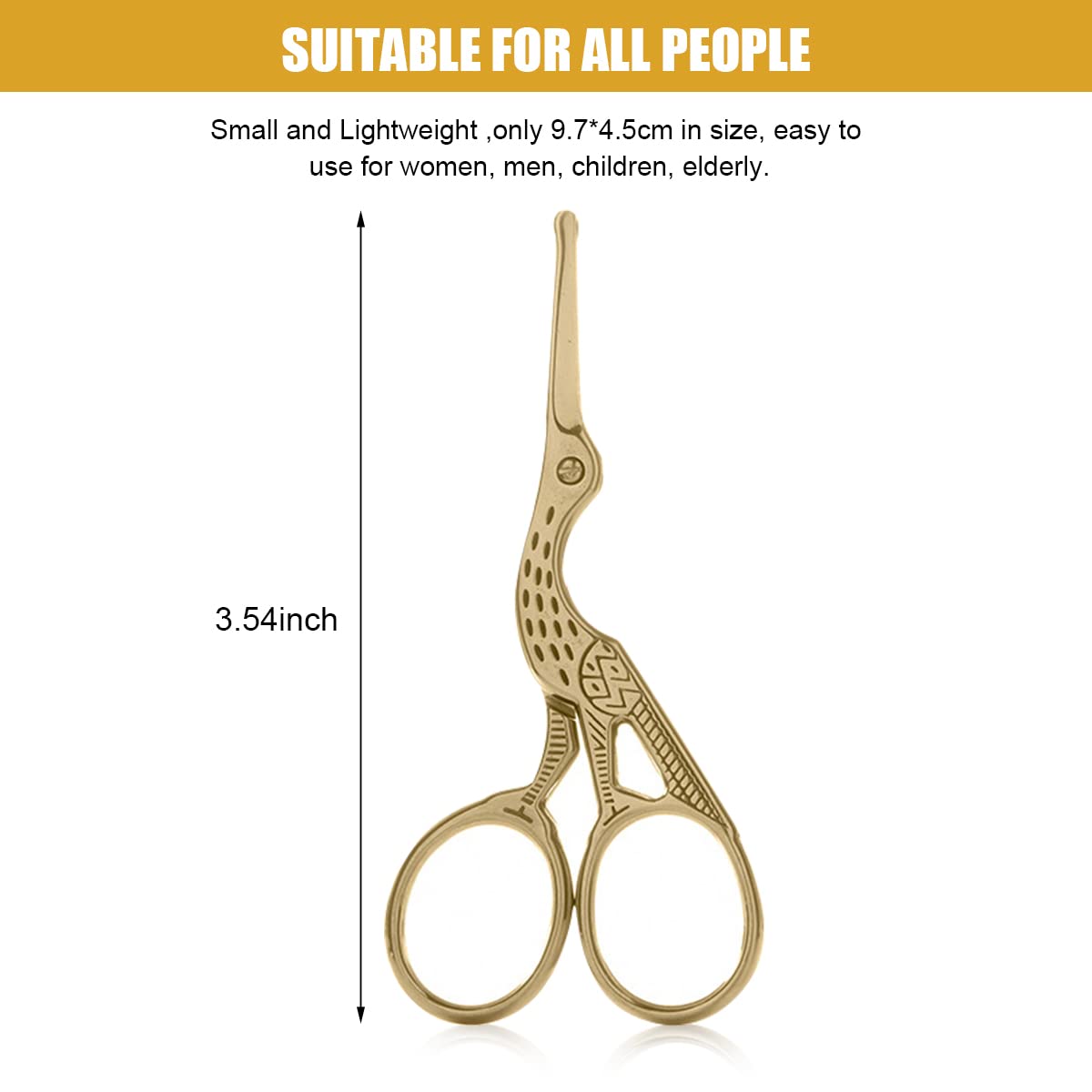 MAYCREATE® Nose Hair Trimmer Ear Nose Hair Scissors for Men, Multipurpose Small Beard Scissors, Women Eyelashes Eyebrow Scissors, Safety Blunt Tip for Facial Hair Moustache, with Storage Box (gold)