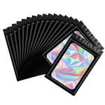 HASTHIP Smell Proof Mylar Bags for Food and Jewelry with Tight Zip Seal 100 Pcs 7.5x12cm | Black and Holographic Design