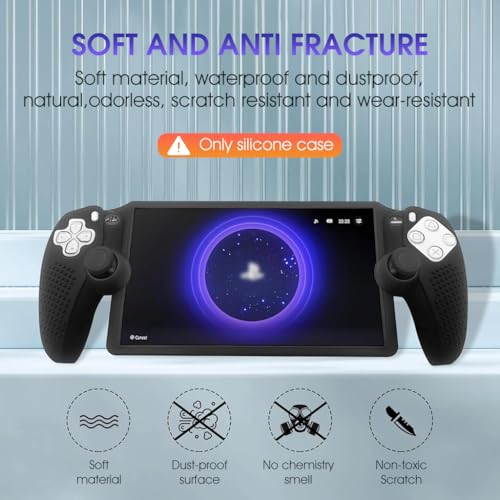 HASTHIP® FashionJoy Silicone Case for PlayStation Portal, Anti-Slip Protective Grip Skin, Shockproof, Soft Touch, Precise Cutouts, Black Cover for Sony PlayStation Portal Accessories