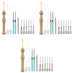HASTHIP Punch Needle Set for DIY Embroidery with 36 pcs Needles 6 Sizes and Silver Handle