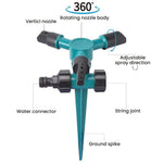 HASTHIP Garden Sprinkler for Lawn Watering with 360° Rotation and 9pcs Set | Adjustable Three-Outlet ABS Design
