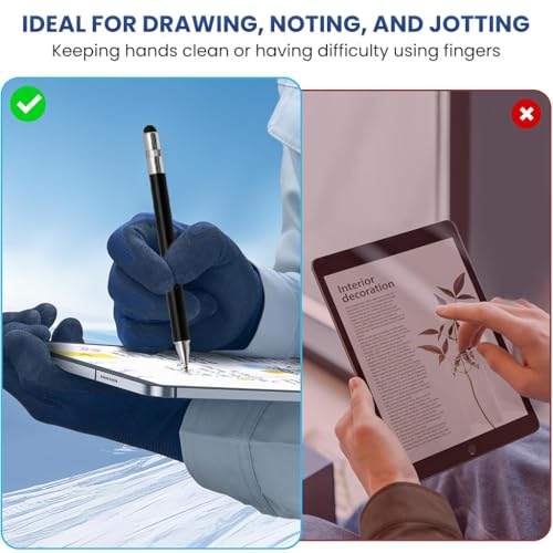 HASTHIP® 4-in-1 High Precision Universal Capacitive Stylus Pen for Touch Screens | Lightweight Aluminum Body | 4 Tips | 2 Size Rubber Tips, Disc Tip, Fine Point | Compatible for iOS, Android & Windows