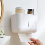 HASTHIP Tissue Paper Holder for Bathroom and Kitchen featuring Waterproof Wall Mount Design | White