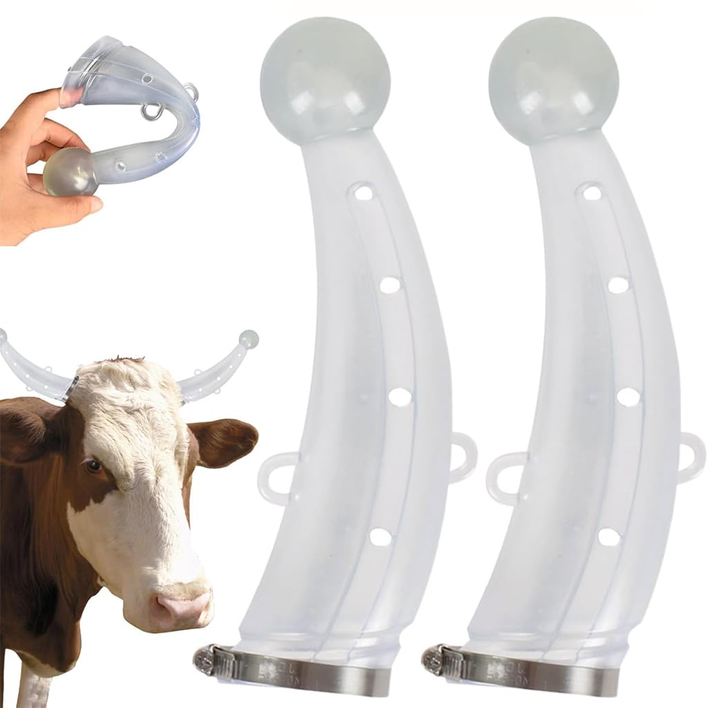 HASTHIP Cow Horn Protector with Adjustable Metal Fastener 2.1 x 9 in Silicone Pair | Anti Fight Guard for Cattle