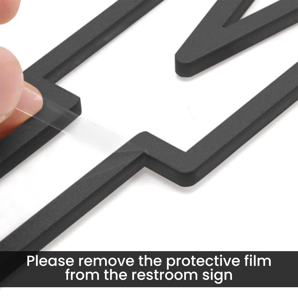 HASTHIP® Acrylic Adhesive Backed Men's and Women's Bathroom Sign, Bathroom Door Signs, Restroom Signs for Business,Bathroom Signage (Golden)-Black