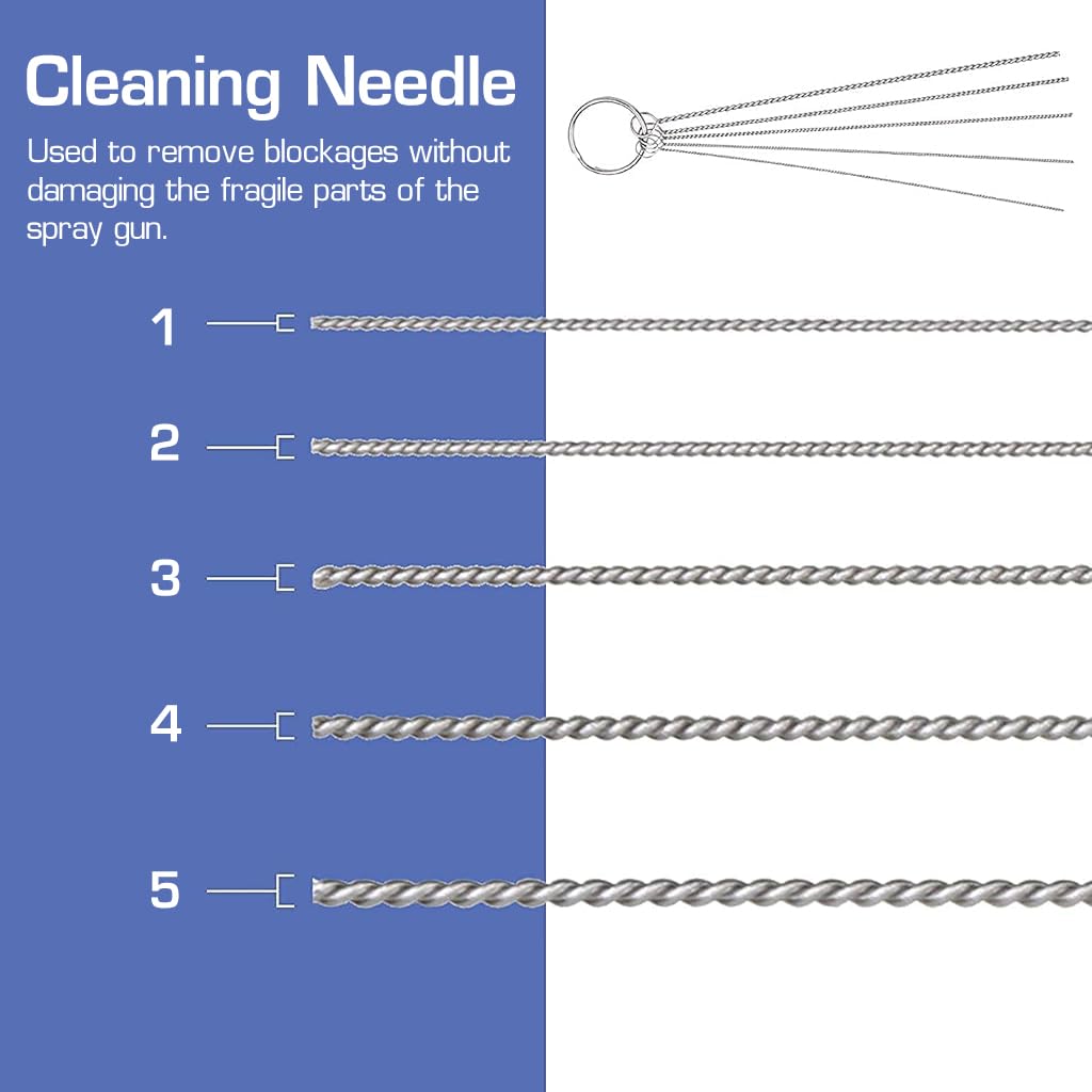 HASTHIP® Airbrush Cleaning Brushes Set - 5 Micro Brushes, Precision Cleaning Pins & Metal Needles - Stainless Steel Tool Kit for Nozzle, Spray Gun Maintenance & Clog Removal - Durable & Versatile