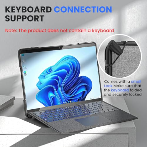 HASTHIP® Zeitel Surface Pro 11/10/9 Case 13 Inch, Slim Protective Stand Cover with Adjustable Hand Strap, Hard PC & Soft TPU, Compatible with Keyboard, Drop Protection, Adjustable Grip Handle, for