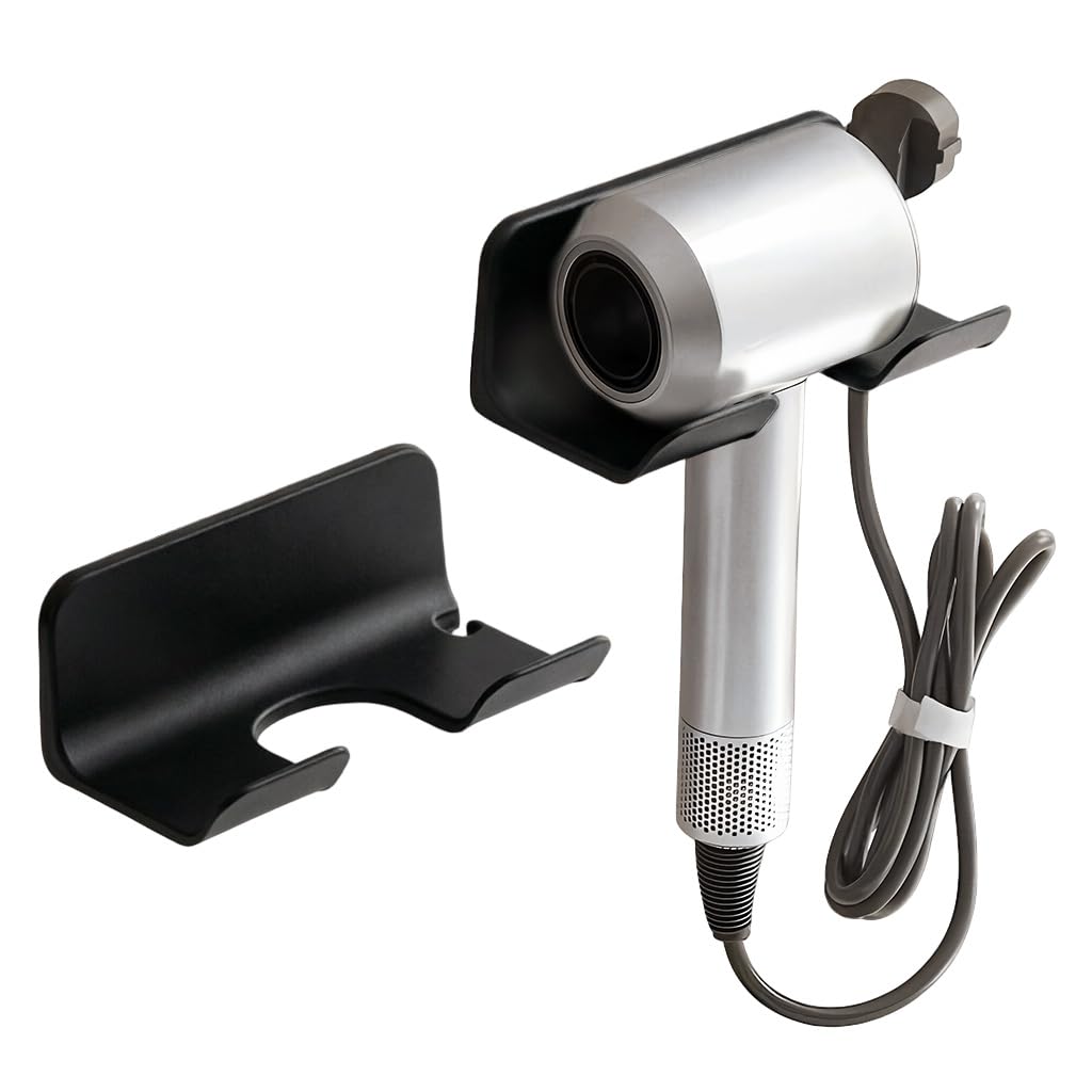 HASTHIP Self Adhesive Hair Dryer Holder Wall Mount with Plug & Cord Organizer (2 Pack)