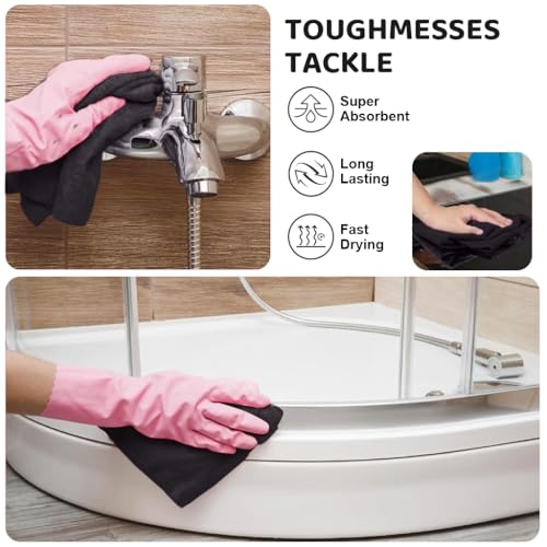 HASTHIP® 50 Pack Microfiber Cleaning Cloth Roll 9.8 inches Car Precut Reusable Polyester Kitchen Wipes Non-Scratch Towel for Bowl Pots Countertop in-car 3PCS