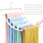 HASTHIP® 2 Pack Pants Hangers Space Saving Non-Slip Multifunctional Trouser Hangers Closet Organizer with 9 Layers, Stainless Steel Clothes Rack for Jeans, Trousers, Scarf, Tie & Towel