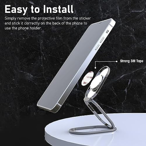 HASTHIP® 3M Adhesive Foldable Phone Stand - Universal Zinc Alloy Grip Holder, 360° Rotation, For iPhone & Android, Compatible With Car Mounts, Ideal For Vlogging & Desk Use, Sturdy & Portable Design