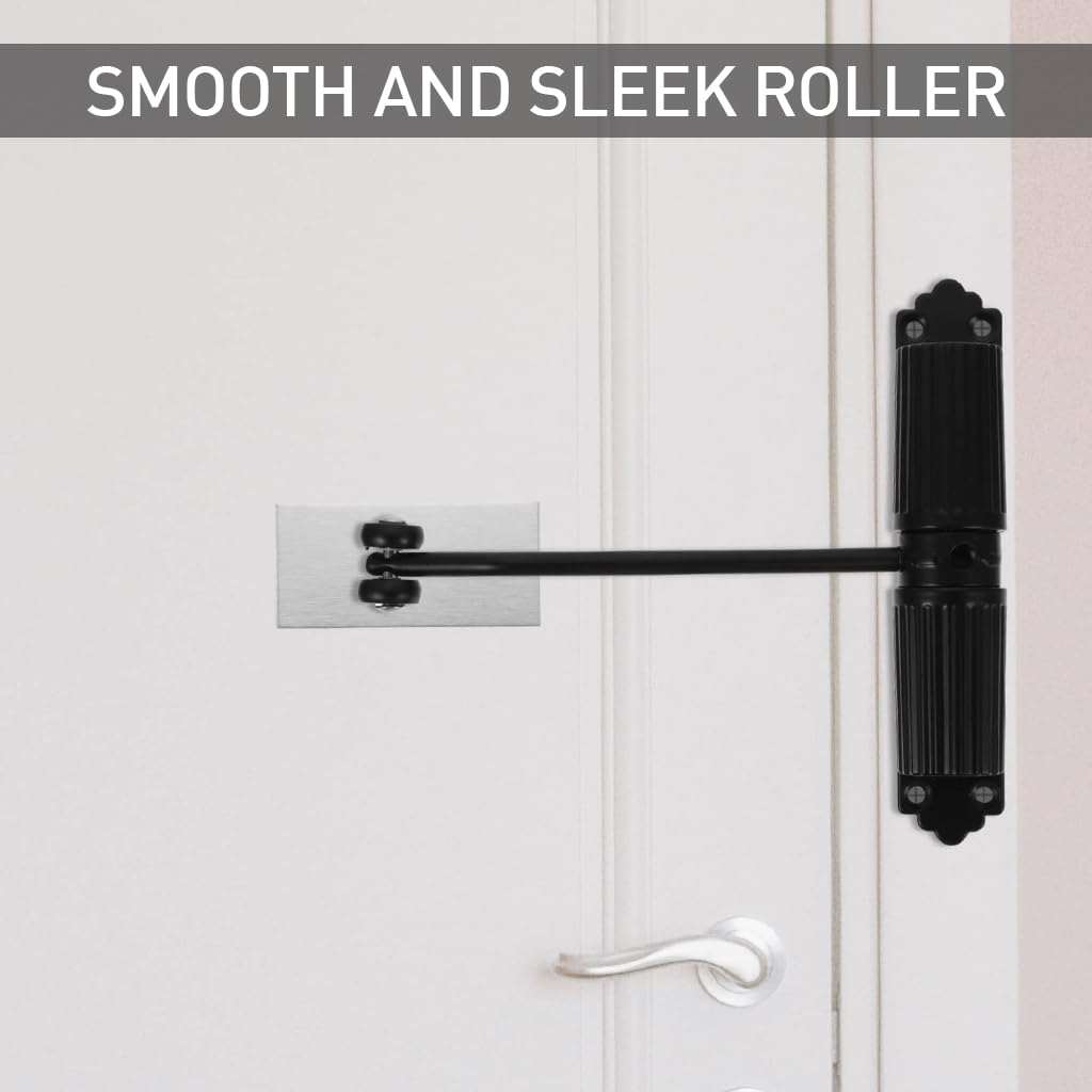 HASTHIP Door Closer for Wooden and Metal Doors with Adjustable Spring | Zinc Alloy Black 60 kg