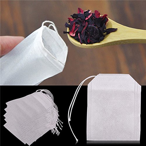 100 Pcs Disposable Tea Filter Bags, New Non-Woven Fabrics Empty Tea Bag with String Heal Filter Paper for Tea Leaf